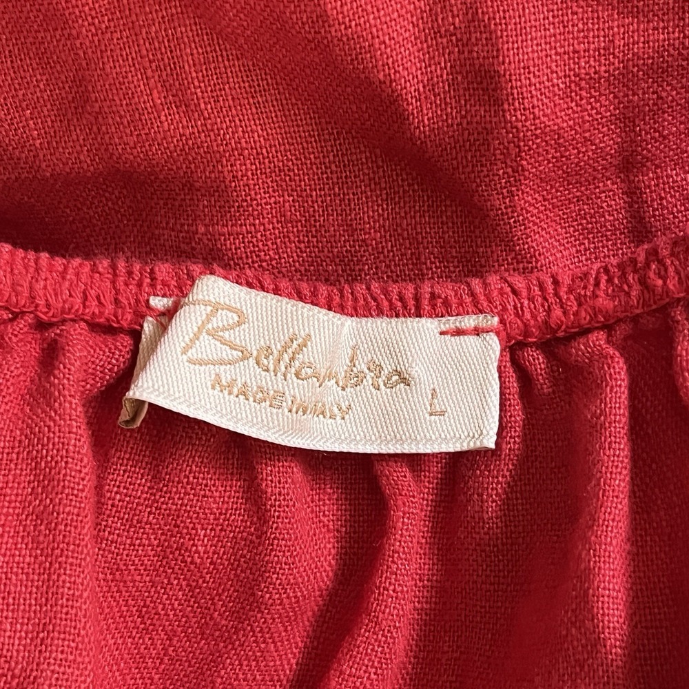 Bella Umbra Italy Linen Top Womens L Red Boho Coastal Resort Lagenlook - Picture 5 of 5
